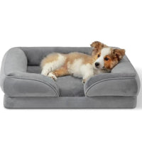 HKM-2381629 Comfortable Detachable Dog Plush Sofa Pet Bed in Gray, Dark Green, Brown, Blue, or Dark Gray - Multiple Sizes Available