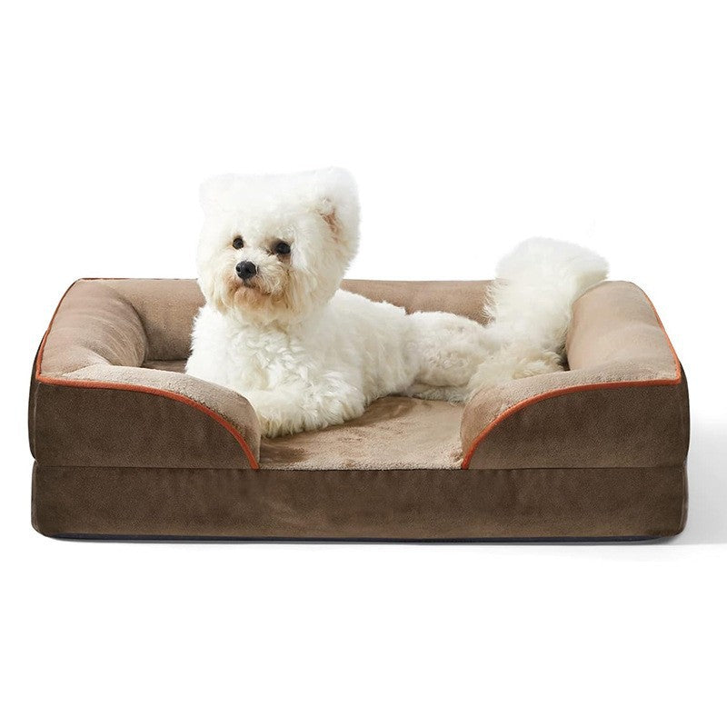 HKM-2381629 Comfortable Detachable Dog Plush Sofa Pet Bed in Gray, Dark Green, Brown, Blue, or Dark Gray - Multiple Sizes Available