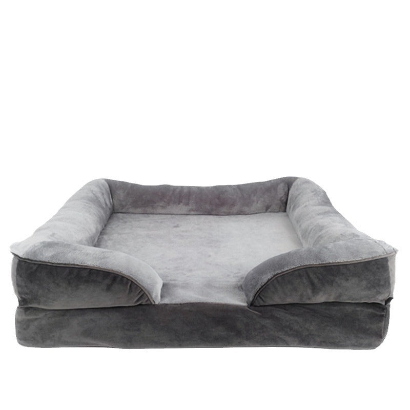 HKM-2381629 Comfortable Detachable Dog Plush Sofa Pet Bed in Gray, Dark Green, Brown, Blue, or Dark Gray - Multiple Sizes Available