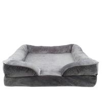 HKM-2381629 Comfortable Detachable Dog Plush Sofa Pet Bed in Gray, Dark Green, Brown, Blue, or Dark Gray - Multiple Sizes Available