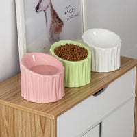 HKM-2381757 Ceramic Pet Bowl with Neck Guard ¨C Scratch-Resistant, Stable, and Safe Design in White, Pink, Green