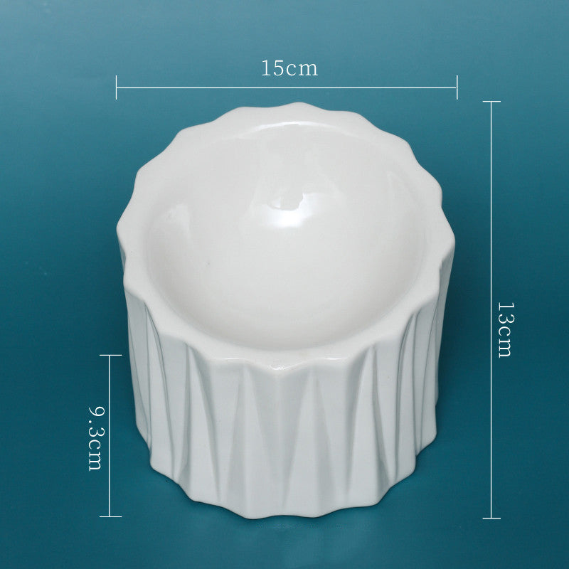 HKM-2381757 Ceramic Pet Bowl with Neck Guard ¨C Scratch-Resistant, Stable, and Safe Design in White, Pink, Green