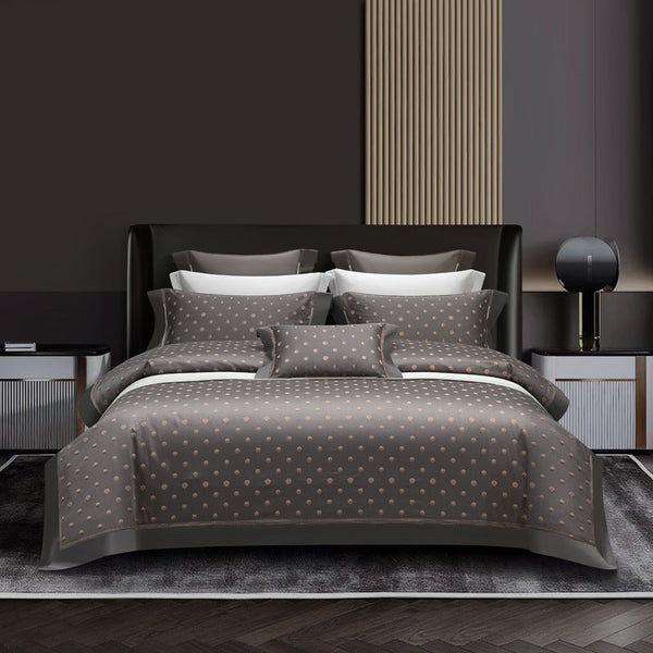 HKM-238227 Long-Staple Cotton Jacquard Four-Piece Bedding Set in Solid Colors