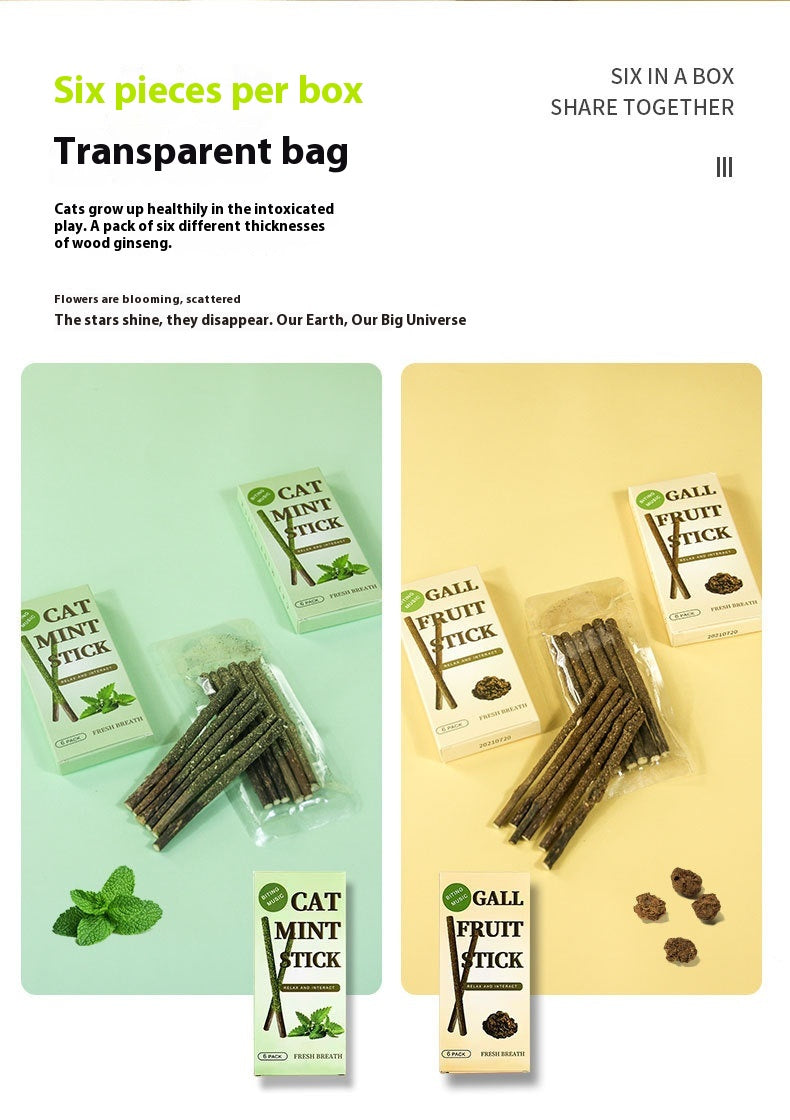 HKM-2382397 Cat Molar Rods for Healthy Chewing – Pack of 6 Mint-flavored Toys