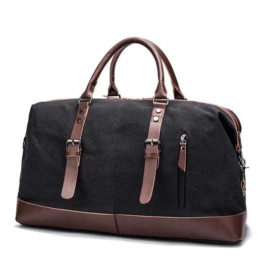HKM-238291 Men's Vintage Canvas Large Capacity Waterproof Weekender Duffel Bag
