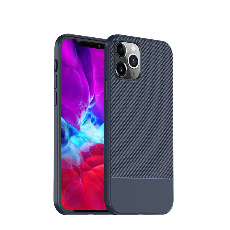 HKM-238483 Carbon Fiber Anti-Fall Mobile Phone Case for iPhone Models