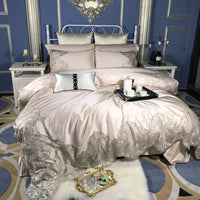 HKM-238547 Cotton Four-Piece Bedding Set with Lace Silk Quilt Cover for 1.5m, 1.8m, and 2.0m Beds