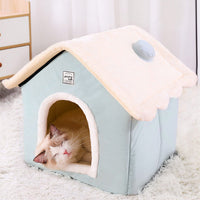 HKM-2385597 Cozy Closed Dog Kennel House - Soft, Warm, Light Green Pet Shelter ( XS, S, M Sizes Available)