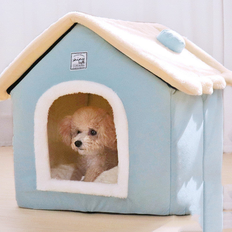 HKM-2385597 Cozy Closed Dog Kennel House - Soft, Warm, Light Green Pet Shelter ( XS, S, M Sizes Available)