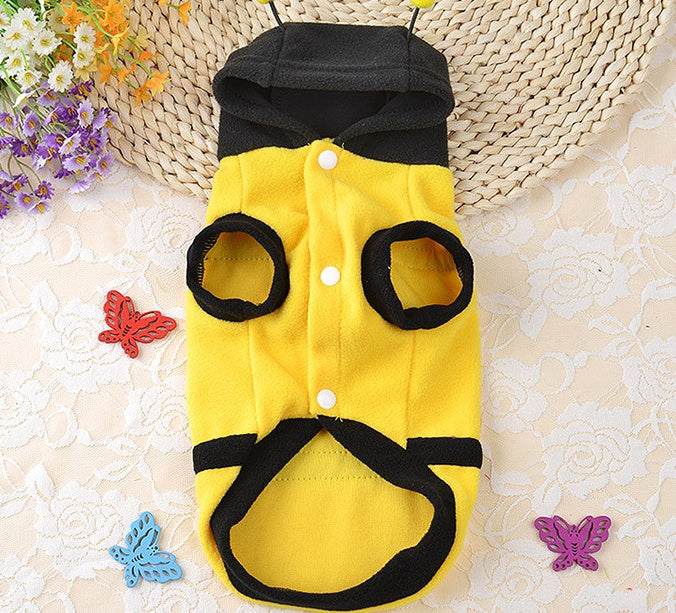 HKM-2385725 Soft Fleece Dog and Cat Clothes with Cute Bee Design - Comfortable Pet Apparel in Various Sizes