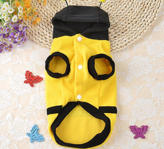 HKM-2385725 Soft Fleece Dog and Cat Clothes with Cute Bee Design - Comfortable Pet Apparel in Various Sizes