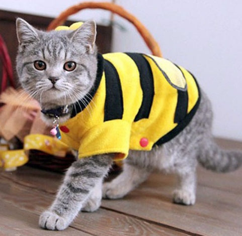 HKM-2385725 Soft Fleece Dog and Cat Clothes with Cute Bee Design - Comfortable Pet Apparel in Various Sizes