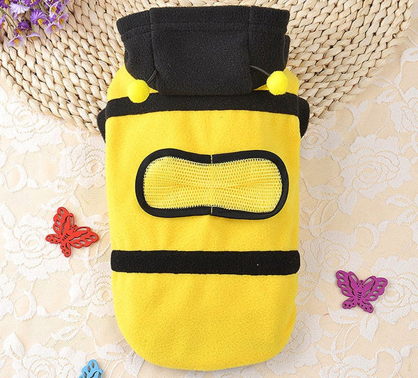HKM-2385725 Soft Fleece Dog and Cat Clothes with Cute Bee Design - Comfortable Pet Apparel in Various Sizes