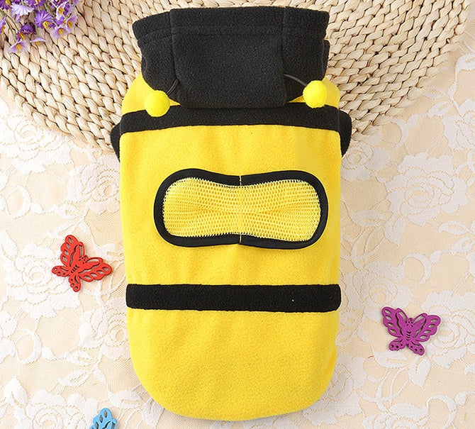 HKM-2385725 Soft Fleece Dog and Cat Clothes with Cute Bee Design - Comfortable Pet Apparel in Various Sizes