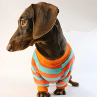 HKM-2386621 Casual Round Neck Sweatshirt for Pets - Warm Orange Red and White Stripes or Green Stripe