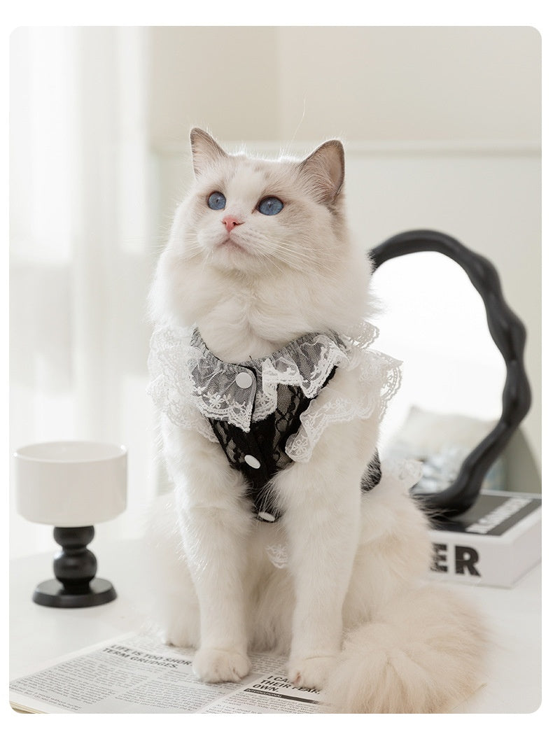HKM-2387133 Lace Traction Vest for Cats and Kittens - Lightweight Polyester Clothing, Multiple Sizes Available