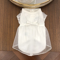 HKM-2387901 Princess Style Korean White Cotton Dog Skirt for XS to L Sizes