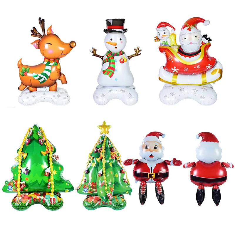 HKM-238803 3D Christmas Balloon Set - Santa and Snowman Decorative Party Balloons for Festive Celebrations