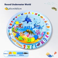 HKM-2388157 Cooling Pet Water Bed Cushion for Dogs and Cats - Inflatable Ice Pad with Fun Underwater Designs - 65cm and 100cm Sizes Available