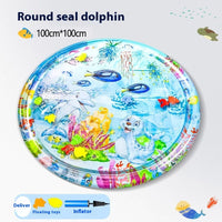 HKM-2388157 Cooling Pet Water Bed Cushion for Dogs and Cats - Inflatable Ice Pad with Fun Underwater Designs - 65cm and 100cm Sizes Available