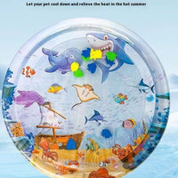 HKM-2388157 Cooling Pet Water Bed Cushion for Dogs and Cats - Inflatable Ice Pad with Fun Underwater Designs - 65cm and 100cm Sizes Available