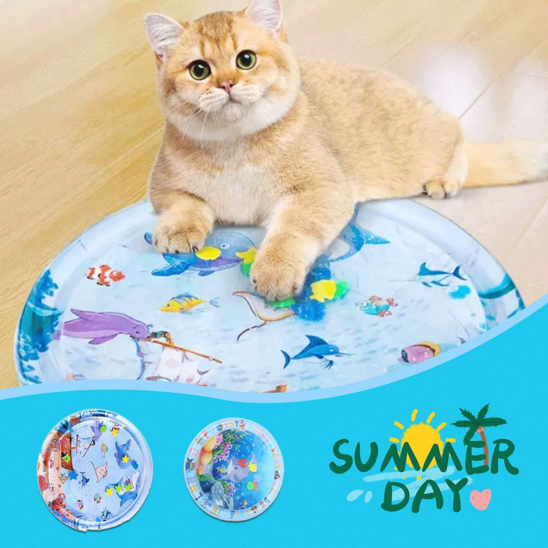 HKM-2388157 Cooling Pet Water Bed Cushion for Dogs and Cats - Inflatable Ice Pad with Fun Underwater Designs - 65cm and 100cm Sizes Available