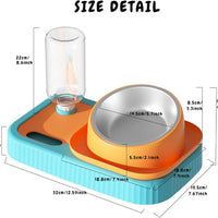 HKM-2388797 Elevated Double Pet Food and Water Bowl Set with Automatic Gravity Water Dispenser and Slow Feeder Design