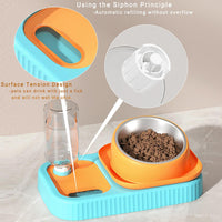 HKM-2388797 Elevated Double Pet Food and Water Bowl Set with Automatic Gravity Water Dispenser and Slow Feeder Design