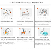 HKM-2388797 Elevated Double Pet Food and Water Bowl Set with Automatic Gravity Water Dispenser and Slow Feeder Design