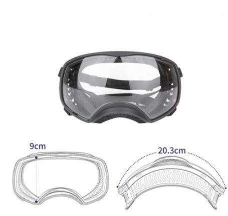 HKM-2388925 Large Dog Safety Goggles for Eye Protection against Wind, Rain, and Snow - Black and White Frames