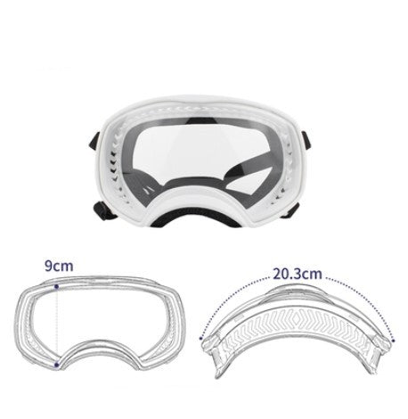 HKM-2388925 Large Dog Safety Goggles for Eye Protection against Wind, Rain, and Snow - Black and White Frames