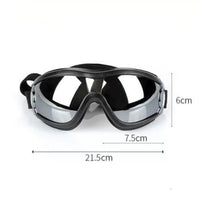 HKM-2388925 Large Dog Safety Goggles for Eye Protection against Wind, Rain, and Snow - Black and White Frames