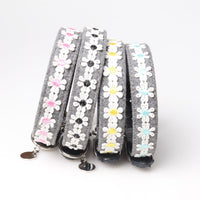 HKM-2389309 Embroidered PU Dog Collar with Adjustable Pet Chain Ring for Stylish Pet Wear