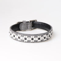 HKM-2389309 Embroidered PU Dog Collar with Adjustable Pet Chain Ring for Stylish Pet Wear