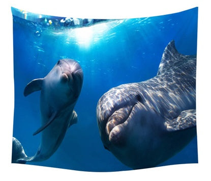 HKM-238931 Sailing Adventure Tapestry Featuring Dolphin, Starfish, and Sea Turtle - Multiple Sizes Available