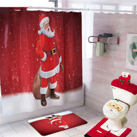 HKM-238995 Christmas Bathroom Set with Shower Curtain, Toilet Seat Cover, and Floor Mats