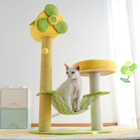 HKM-2390589 Durable Cat Climbing Tree with Scratching Posts, Hammock, Gel Pads, and Multi-Level Platforms