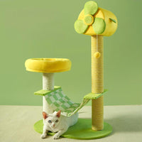 HKM-2390589 Durable Cat Climbing Tree with Scratching Posts, Hammock, Gel Pads, and Multi-Level Platforms