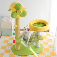HKM-2390589 Durable Cat Climbing Tree with Scratching Posts, Hammock, Gel Pads, and Multi-Level Platforms