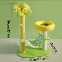 HKM-2390589 Durable Cat Climbing Tree with Scratching Posts, Hammock, Gel Pads, and Multi-Level Platforms