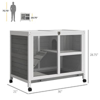 HKM-2390973 Compact 2-Story Rolling Rabbit Hutch with Plexiglass Window and Safe Materials