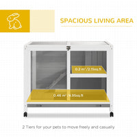 HKM-2390973 Compact 2-Story Rolling Rabbit Hutch with Plexiglass Window and Safe Materials
