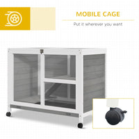 HKM-2390973 Compact 2-Story Rolling Rabbit Hutch with Plexiglass Window and Safe Materials
