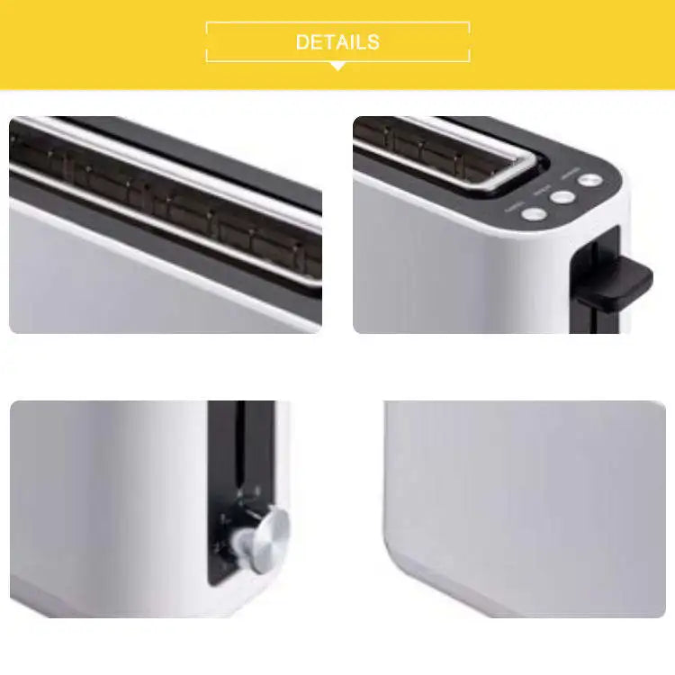 HKM-239123 Slim Black 2-Slice Toaster with Long Slot - 900W Space-Saving Design