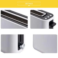 HKM-239123 Slim Black 2-Slice Toaster with Long Slot - 900W Space-Saving Design