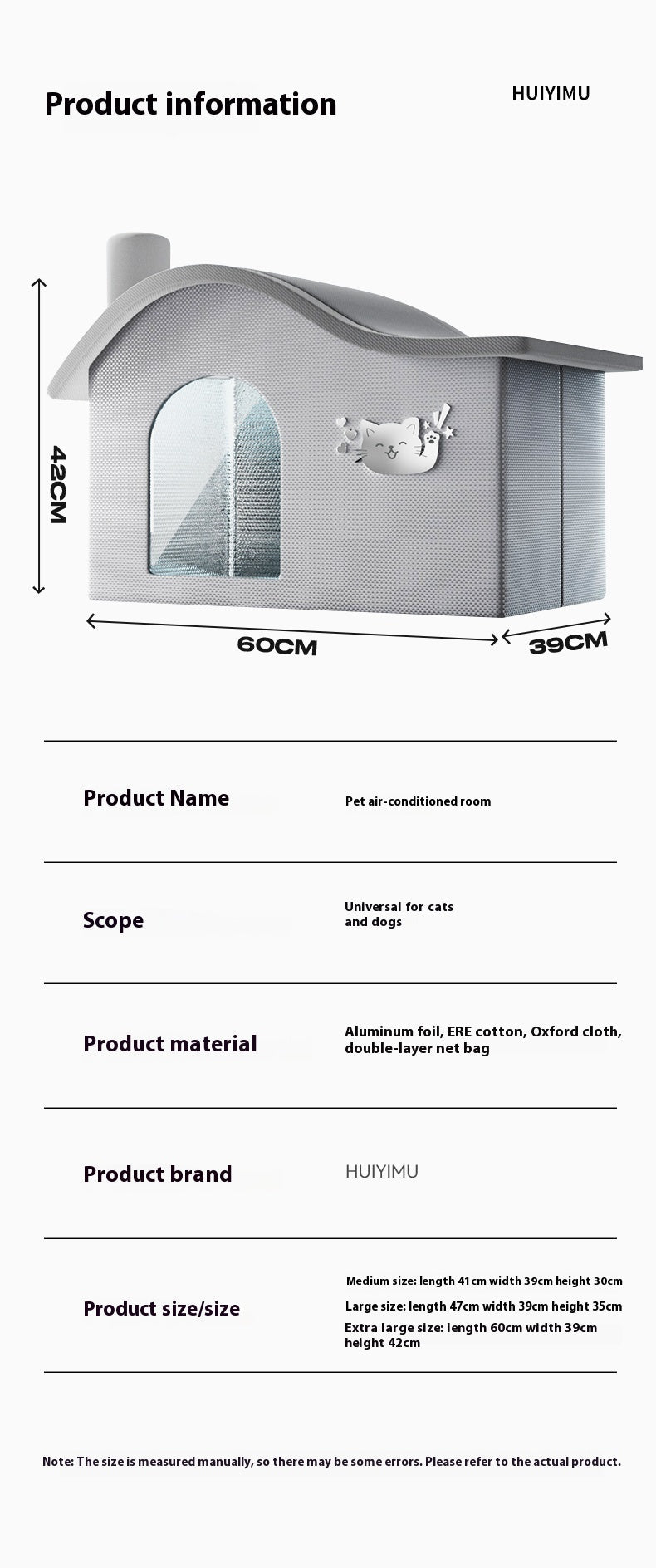 HKM-2391357 Pet Air-Conditioned Room for Cats and Dogs - Includes Ice Bags and Mesh Accessories