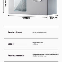 HKM-2391357 Pet Air-Conditioned Room for Cats and Dogs - Includes Ice Bags and Mesh Accessories