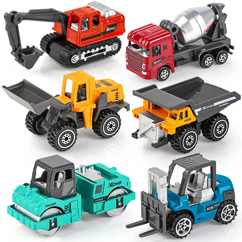 HKM-239187 1/64 Scale Diecast Engineering Vehicles Set - Excavators & Dozers for Construction Play