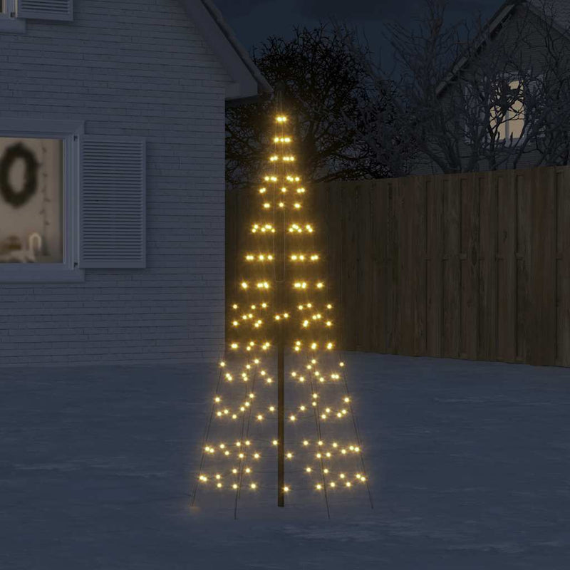 HKM-239187 LED Christmas Tree Decoration for Flagpole - 200 Warm White Lights, 180 cm Height, 8 Lighting Effects