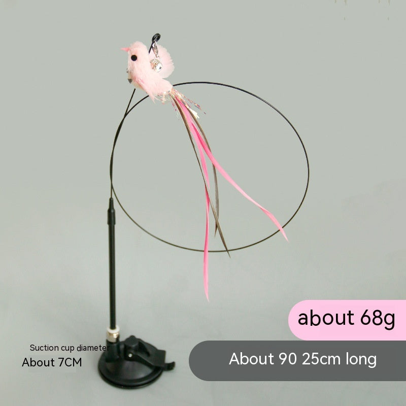 HKM-2392125 Feather Cat Toy Replacement Head with Long Brush and Sucker for Interactive Play